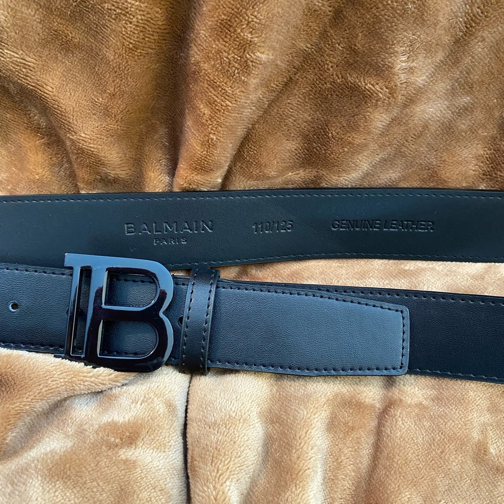 Balmain black leather belt